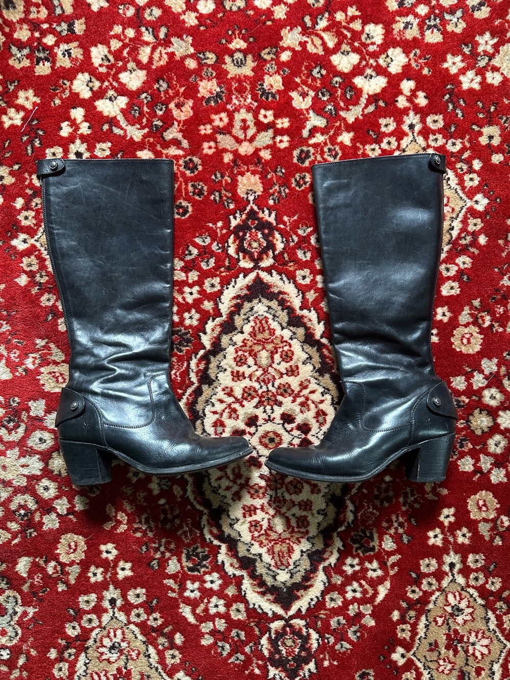 Frye Black Leather Knee High Boots